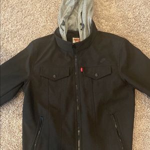 Black hooded Levi’s jacket
